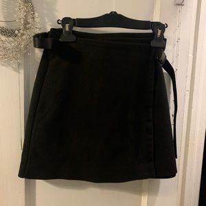 Zara Black Mini Skirt with belt detail NWT SIZE LG